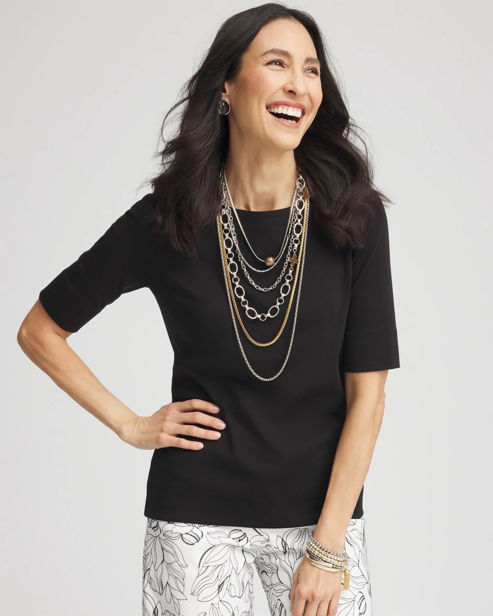 Pima Cotton Bateau-Neck Tee | Chico's